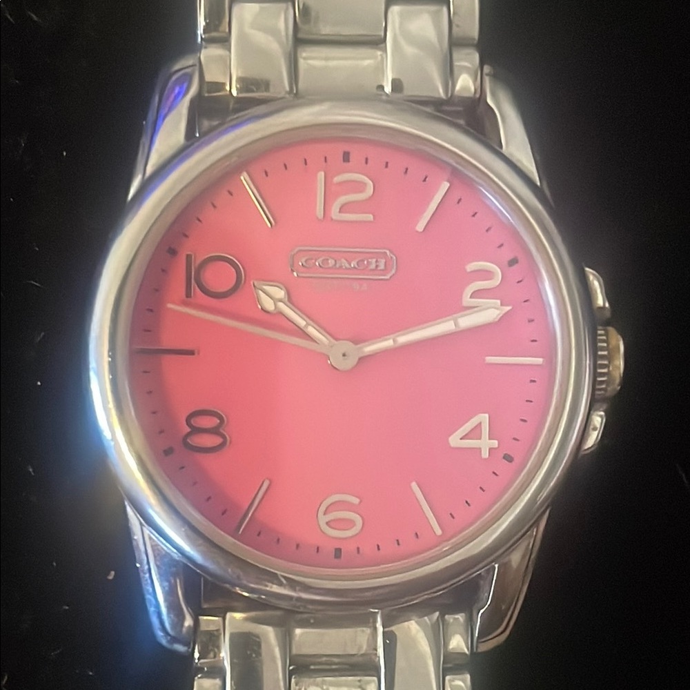 Stunning  Coach Silver Watch with Pink Dial